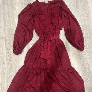 Elegant Burgundy Long Sleeve Dress